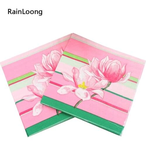 [RainLoong] Floral Paper Napkin Flower Para Festas & Party Tissue Supply Decoratio 33cm*33cm 1 pack (20pcs/pack) UF-39