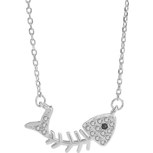 S925 Sterling Silver Fish Bone Necklace Ins Simple and Light Luxury Design Sense Clavicle Chain Female 2021 New