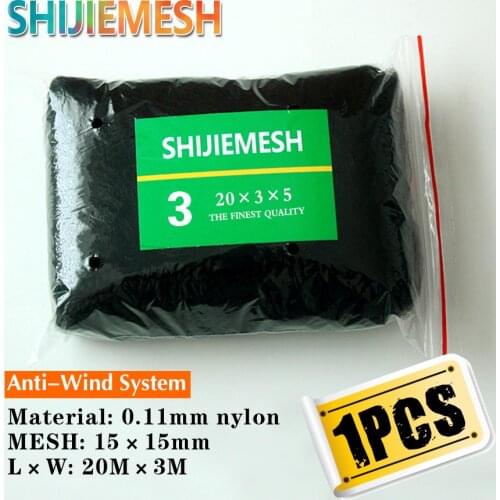 High Quality Deep-Huge-Pockets 20M x 3M 15mm Hole Orchard Garden Anti Bird Net Nylon monofilament 0.11mm Knotted Mist Net 1pcs