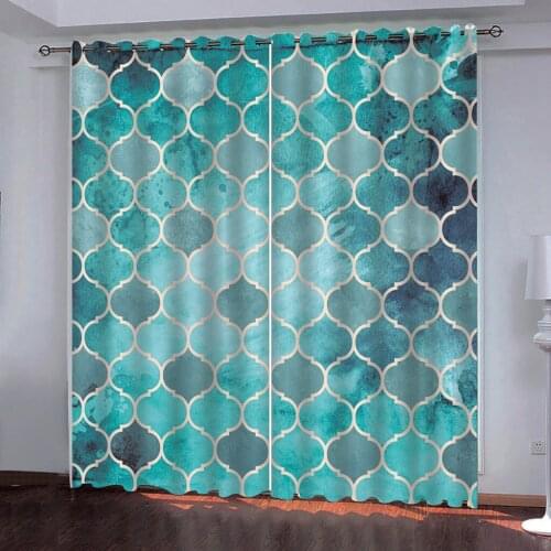 3D blackout Curtain Custom Blue green stereo pattern curtains Bedroom Living Room Bathroom Kitchen curtain decor