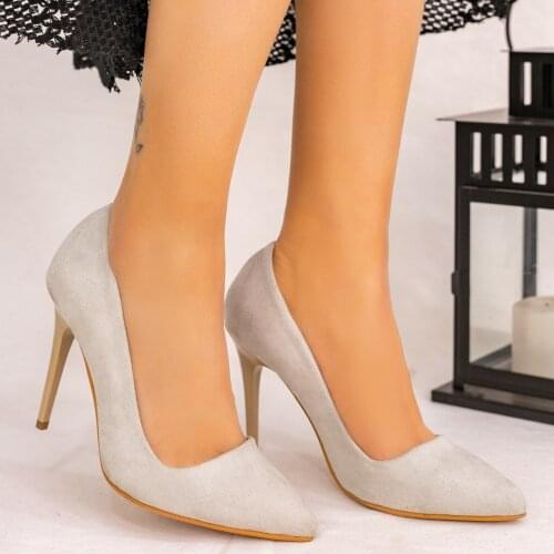 Tonar Reme Light Gray Suede Stiletto Women Shoes New Season Comfortable and Stylish Orthopedic Trend Fashion