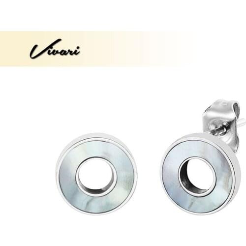 Vivari Fashion Cylinder Shape Earring Stainless Steel Silver Color Stud Earrings For Women Wedding Romantic Jewelry Gift