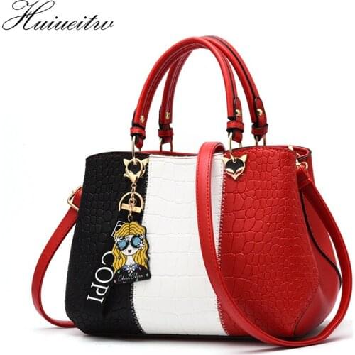 HUIUEITW Women Hairball Ornaments Totes Patchwork Handbag Party Purse Ladies Messenger Crossbody Shoulder Bags Women Handbags