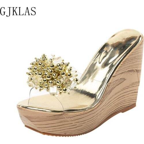 Wedge Heels Slippers Summer Platform Shoes for Women High Heels New Transparent Slides Women Wedges Slippers Sandalia Femininas