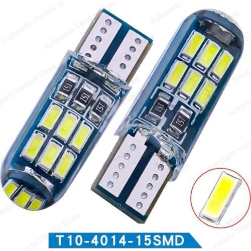 10Pcs Silicone T10 W5W 4014 15SMD LED Canbus Error Free Car Bulb 168 194 2825 Clearance Lamp Map Bulbs License Plate Light 12V