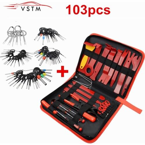 103pcs Car Audio Maintenance Kit Auto Trim Repair Panel Remover Pry Bar Car Dash Radio Door Trim Panel Clip Hand Tool Free Ship