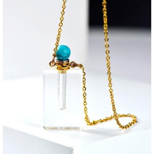 2pcs Crystal Essential Oil Diffuser Perfume Bottle Pendant necklace stainless steel jewelry Dropshipping