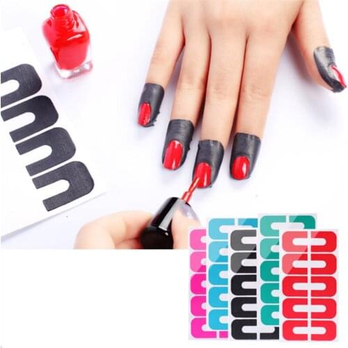 20 Cards Peel Off Tape Protector Tips Tape Sticker For Nail Art Polish UV Gel Painting Stamping Top Coat Cover Beauty Nail Decal