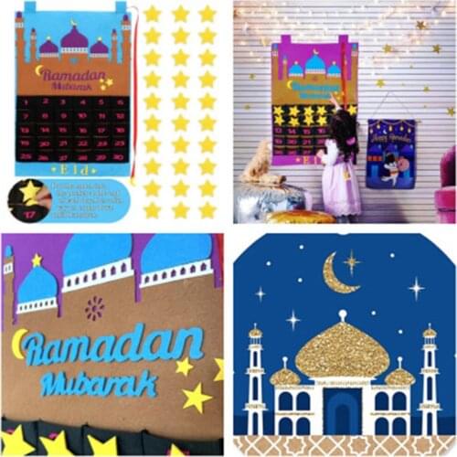 2021 Newest Ramadan Mubarak 30days Advent Calendar Hanging Felt Countdown Calendar for Kids Gifts Ramadan Decorations Supplies
