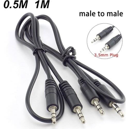 3.5mm Stereo Male to Male Plug Connector Adapter Cables Audio Aux Extension Cable Cord Conversion Line For TV Computer W17