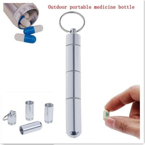 4 Grids Pill Box Case Bottle Waterproof Aluminum Drug Holder Container Health Care Keychain Medicine Box