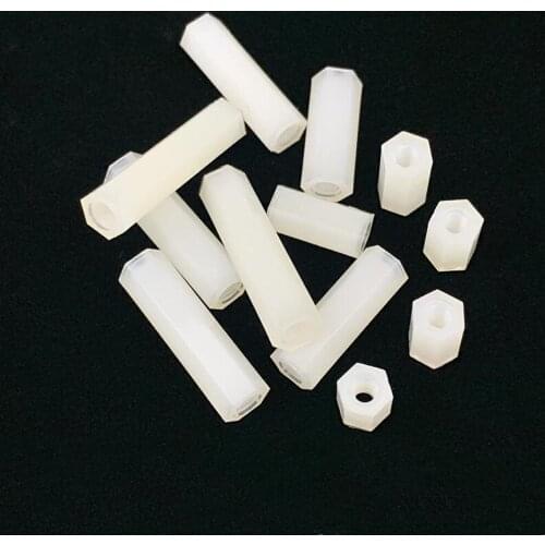 500PCS/1LOT Hexagonal Tapped Spacer Flat-Head Double-Pass Plastic Support Nylon Column M3*H/M4*Hmm