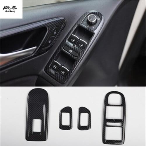 4pcs/lot Car stickers ABS carbon fiber grain car window lift panel decoration cover for 2009-2013 Volkswagen VW golf 6 MK6