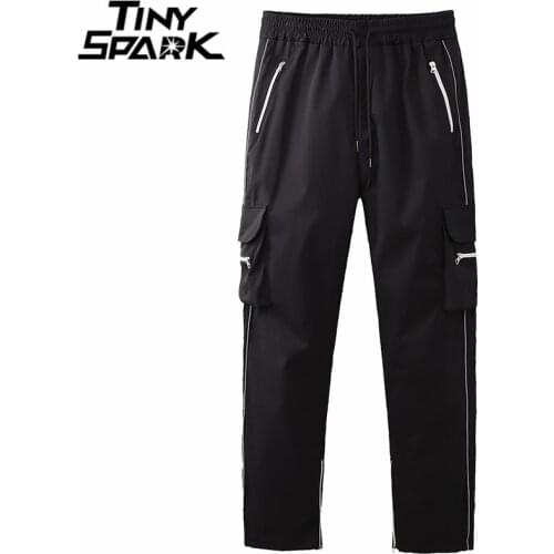 Hip Hop Streetwear Cargo Pants 2021 Men Hip Hop Plain Pockets Sweatpants Harajuku Joggers Pants Trousers Track Pants Zipper