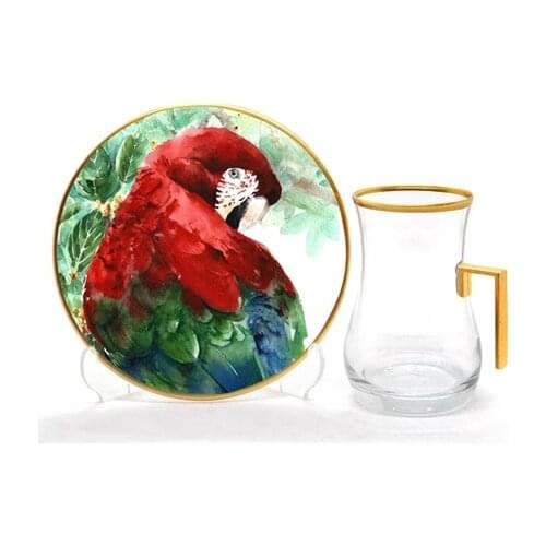 Drop Handles Tea Set 12 pieces Parrot
