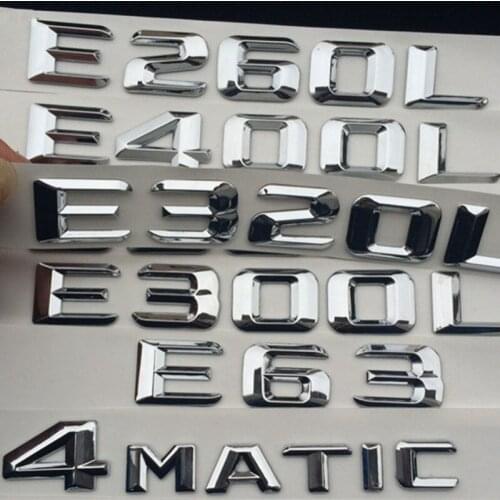 Trunk Rear Emblem Badge Chrome Letters for Mercedes Benz E CLASS W211 E200L E260L E300L E320L E350L E400L 4MATIC Car sticker