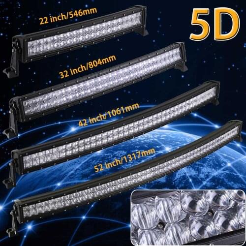 5D 22 32 42 52 inch Curved LED Light Bar 12V 24V Combo Beam for Offroad Boat Car Truck ATV SUV 4WD 4x4 Work LED Lamp