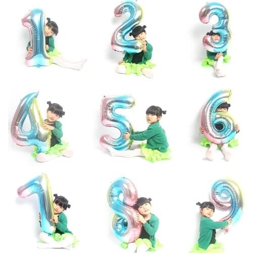 KAMMIZAD 1st birthday party decorations child Shower Favors globos 0-9 colorful digital balloon 32inch blue Gradient balloon