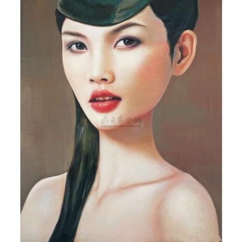 Canvas Oil Paintings for Living room Modern Art Painting Sexy Girl Chinese 100% Hand Painted Portrait Home decor 90x90cm