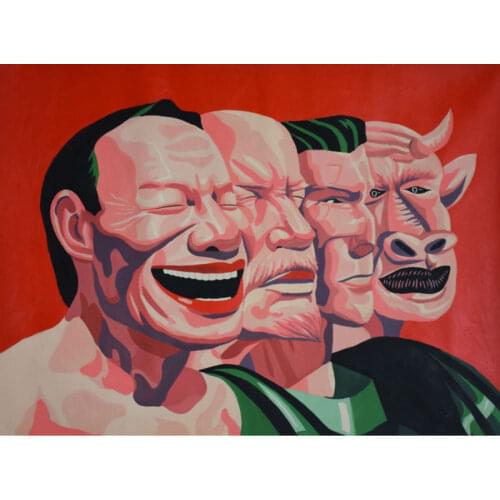 Wall Canvas Paintings Modern Hand painted Contemporary Art Oil Painting Yue Minjun Home decor 75x100cm