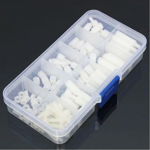 Box Of 120Pcs M3 Nylon Hex Spacers Screw Nut Stand-Off Plastic Accessories Kit White