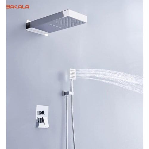 BAKALA luxury 20" Rainfall Shower Head Shower Set SUS304 Mirror Panel with hand Shower Spray SPA Embedded Box Concealed CF-F1003