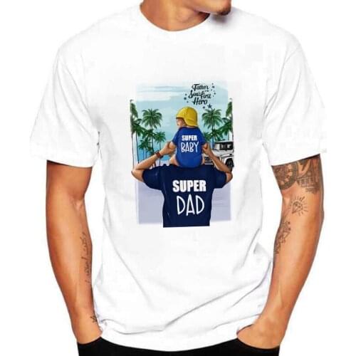 Man Tee Shirt Super Dad and Super Son T Shirts Men T-Shirt Print Fashion Top Male Casual Short Sleeve Fathers Day Gift Clothing