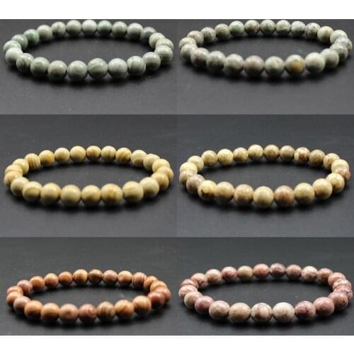 Distinctive Chakra 8mm Natural Stone Beaded Bracelet Men Women Jewelry Lava Rock Grain Leopard Healing Beads Stretch Charm Yoga