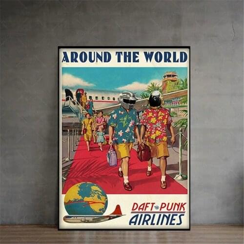 Daft Punk Poster Around The World Print Music Wall Art Poster Fashion Art Painting Canvas Wall Home Decor Quadro Cuadros