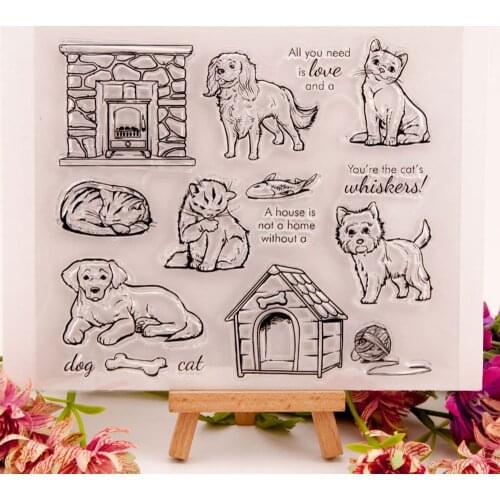 Cat Dog Stamps Animal House Transparent Clear Stamp for DIY Scrapbooking Paper Card Making Craft Supplies