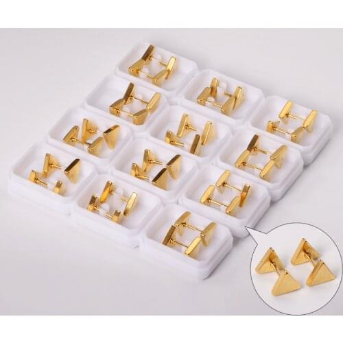 12 Pairs 316L Stainless Steel Piercing Triangles Earrings Cute Baby Girl Jewelry Wholesale Screw Stud Earrings Brinco Party