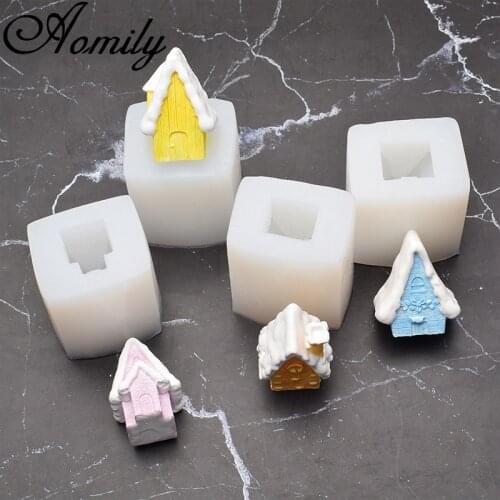 Aomily 3D Silicone Snowhouse Cake Mold Chocolate Mousse Jelly Candy Christmas Bakeware Mold Pastry Ice Block Soap Baking Mould