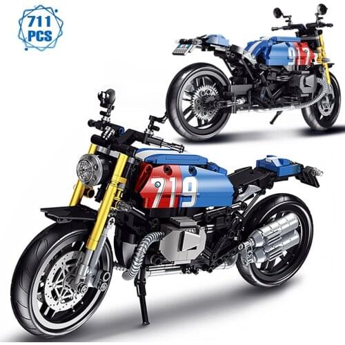 Technical Ideas Famous Racing Motorcycle Building Blocks Moc Locomotive Simulation Model Bricks DIY Toys Gifts for Children