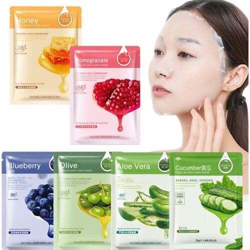 Skin Care Six Fruit Plant Facial Mask Moisturizing Oil-control Blueberry Cucumber Pomegranate Fruit Aloe Face Mask