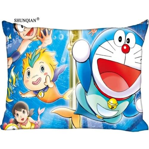 High Quality Custom doraemon Pillowcase 45x35cm(One Side) Rectangle Zipper Print Throw Pillowcase Cover