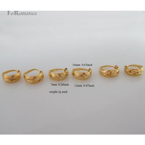 ORDER 10$ GET FREE SHIPPING/ THREE STYLES - YELLOW GOLD GP HOOP TALL 16MM 0.63" WIDTH 12MM 0.47" EARRING WITH DIFFERENT PATTERN