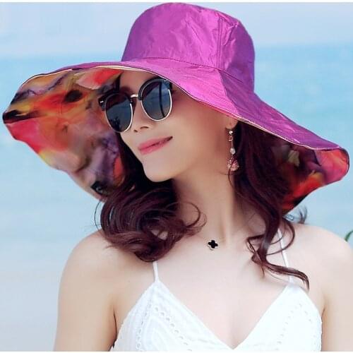 Lady New Fashion Summer Sun Hat Women Wide Brim Anti UV Sunscreen Sun Cap Folding Beach Hat B-4865