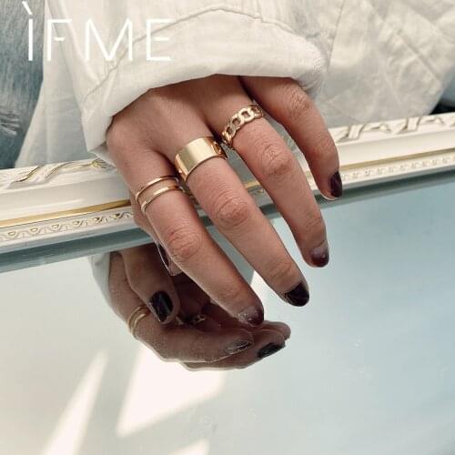 IF ME Vintage INS Style Gold Silver Color Chain Finger Rings Set for Women Vintage Fashion Knuckle Joint Open Ring Jewelry Gifts