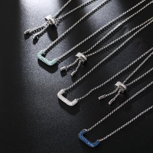New Multi Color Square Clavicle Chain Geometric Necklace For Women Luxury Necklace Simple Girls Pendant Collares Zk30