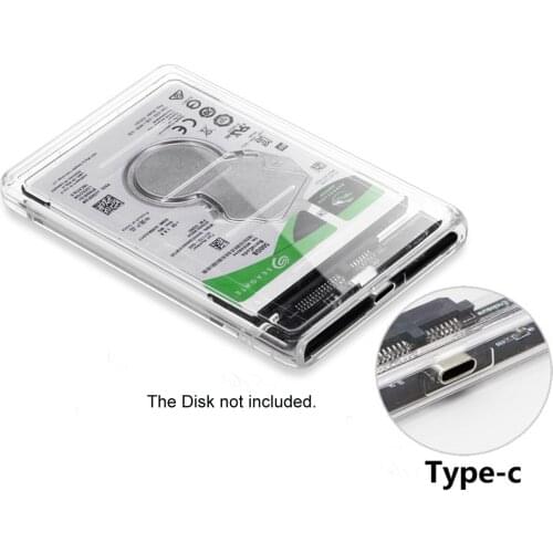 Zihan Type-C USB-C to 2.5 Inch SATA SSD HDD External Enclosure Transparent for Laptop & PC