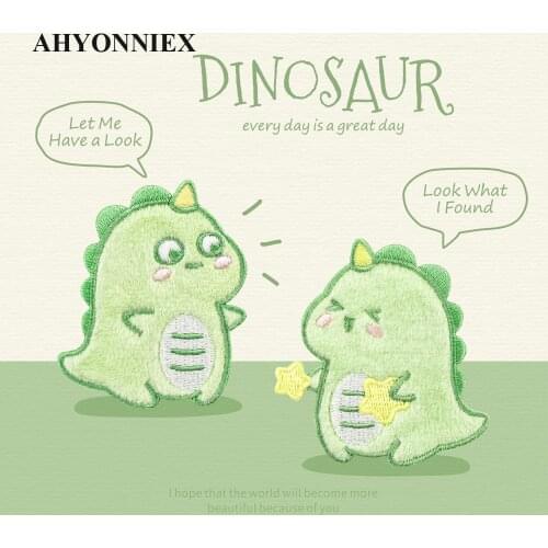 1 Piece Plush Dinosaur Repair Patches Bag Jacket Jeans Cartoon Iron On Patches for Clothes Book Cover Small Glue Sticker
