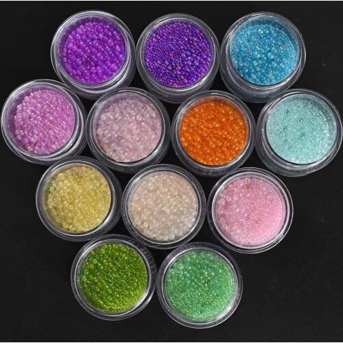 10ml/Jar Caviar Beads Nail Rhinestones Iridescence Crystal Beads Mix-size Nail Art Stones Decorations Micro Manicure Rhinestones