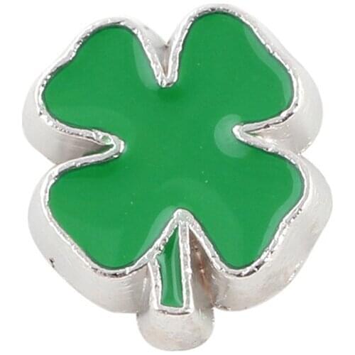 20Pcs/Lot Green Clover Alloy Floating Charms Hand-made DIY for Glass Lockets