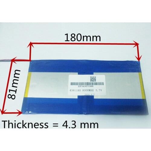 3.7V,8000mAH,[4381180] PLIB (polymer lithium ion battery) Li-ion battery for tablet pc, M9 pro 3g / max M9 quad core
