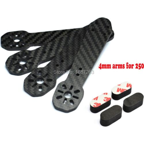4pcs/lot 3mm / 4mm Thickness Carbon Fiber Arm Replacement For ZMR250 QAV 250 V2 FPV Drones Accessories + 3M Gyro Mounting Pad