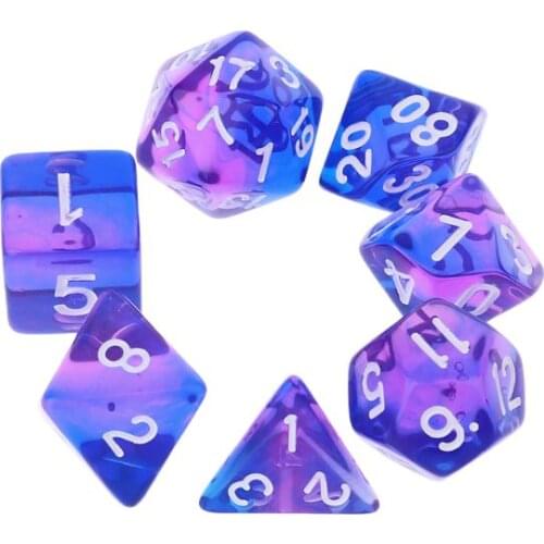 7pcs Transparent Sided Dice D4 D6 D8 D10 D12 D20 Dungeons & Dragon D&D RPG Poly Table Board Game Set Dropshipping
