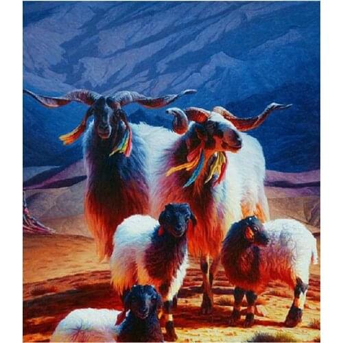 Sheeps diamond mosaic painting goats rhinestone pearl embroidery animal diamond art draw picture puzzle wall paper home decor