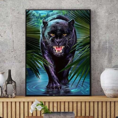 5D DIY Diamond Painting Full Display "Animal Black Panther"diamond Embroidery Sell Square / Round Rhinestone Home Decoration Art