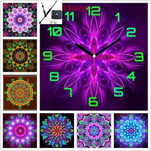 Diamond painting 5d with clock flower 5d diamond embroidery full set with clock diamond mosaic sale decortion home wall sticker