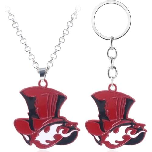 Hot Anime Game Persona 5 P5 Take Your Heart Red Hat Symbol Logo Alloy Key Chains Keychain Key Chain Pendant Necklace Accessories